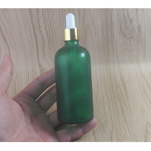 Glass Container Frosted Green Glass Bottles with Glass Eye Dropper And Rubber Bulb, 100ml Capacity